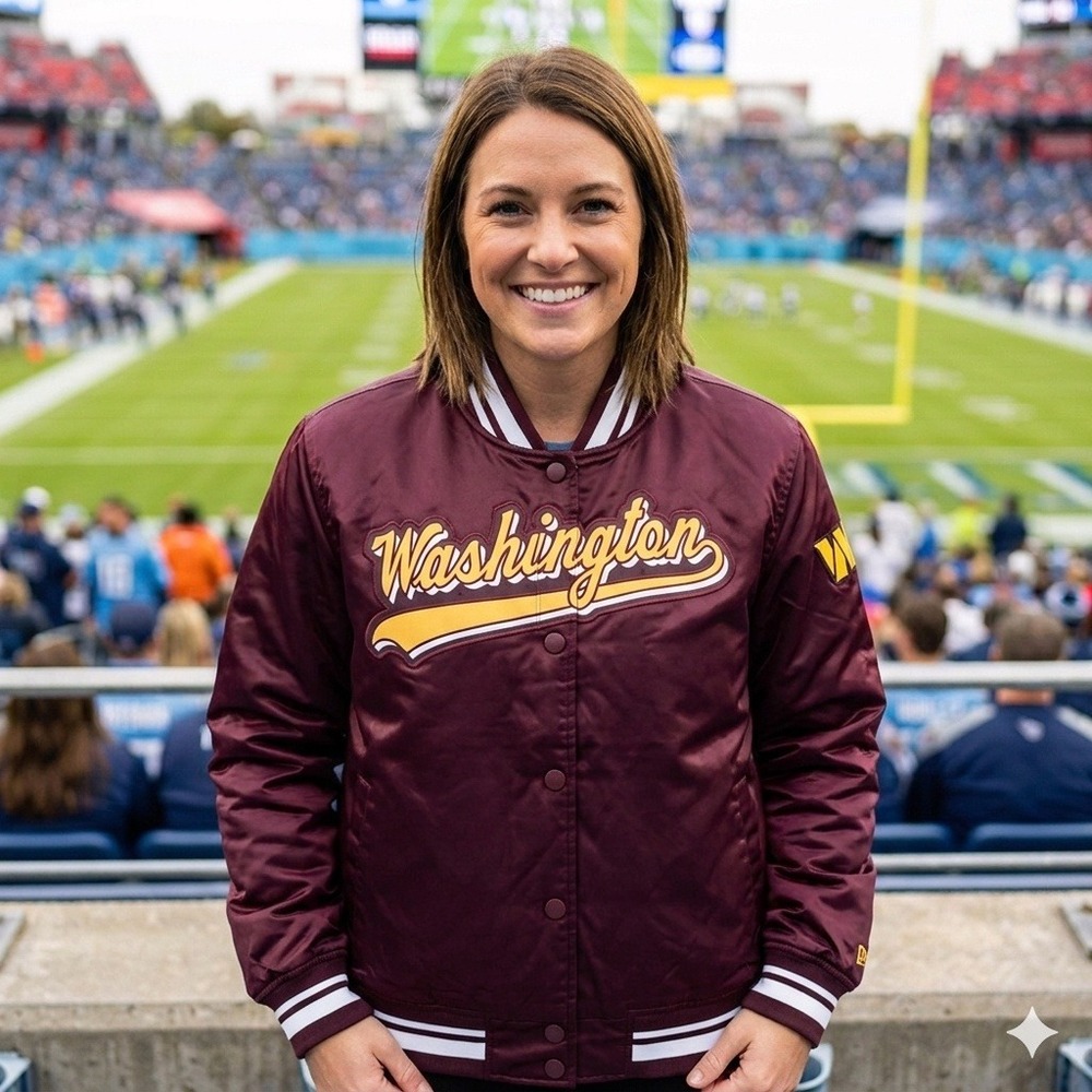 Pro Standard Washington Commanders Jacket Womens L Wine Satin Varsity Patch *NEW